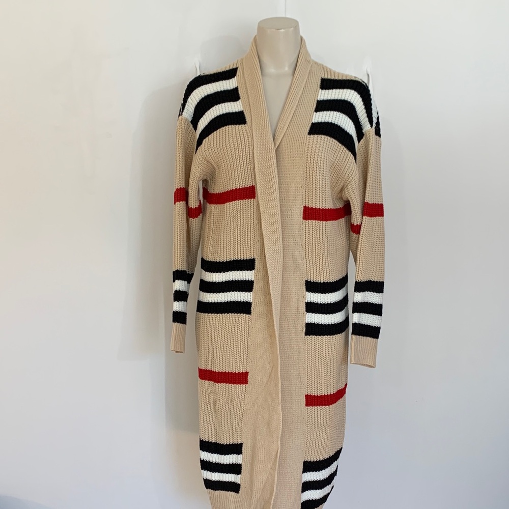 SHEIN multicolored long open front cardigan size small NWOT - Picture 1 of 9